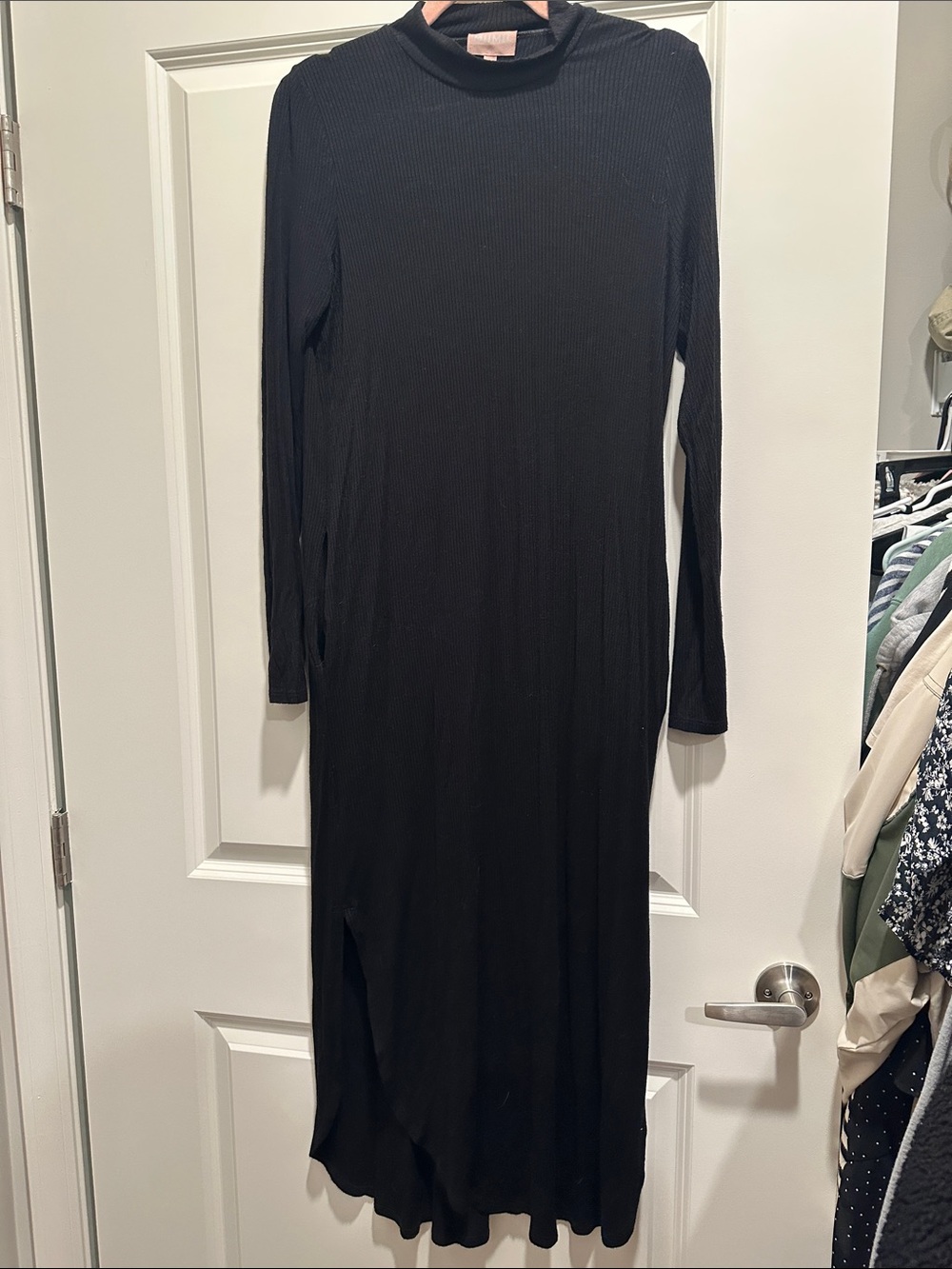 Show Me Your MuMu Black Ribbed Long-Sleeve Maxi Dress